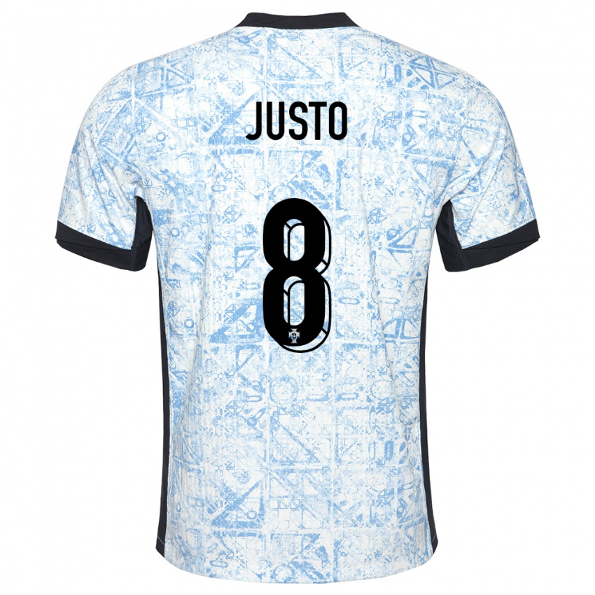 Kvinder Portugal Samuel Justo #8 Creme Blå Udebane Spillertrøjer 24-26 Trøje T-Shirt
