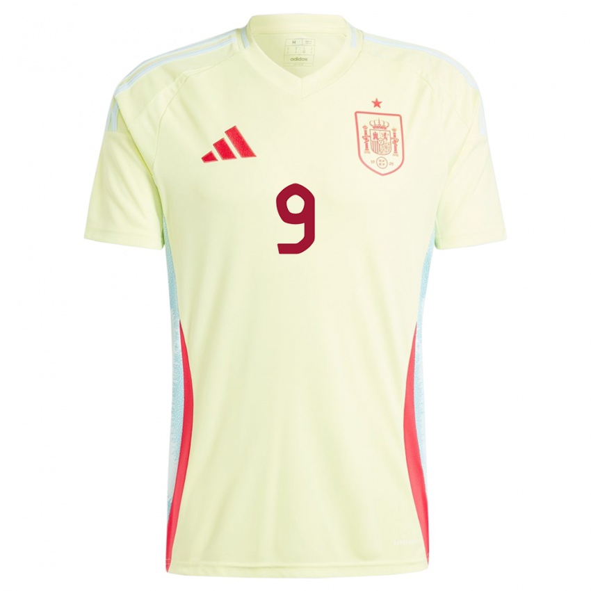 Kvinder Spanien Gavi #9 Gul Udebane Spillertrøjer 24-26 Trøje T-Shirt