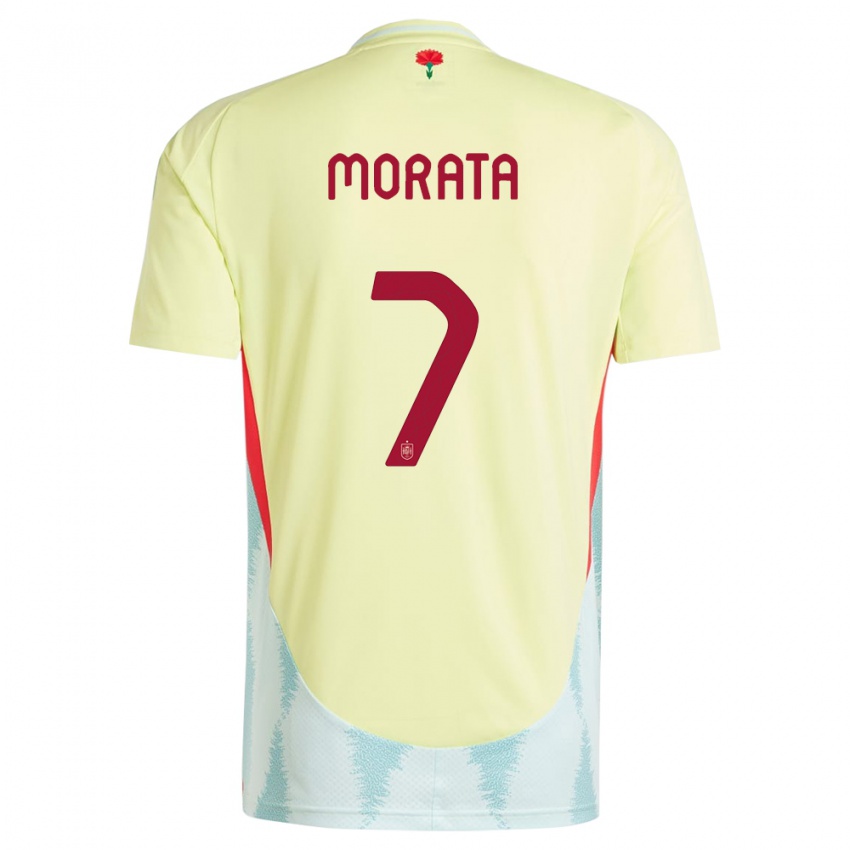 Kvinder Spanien Alvaro Morata #7 Gul Udebane Spillertrøjer 24-26 Trøje T-Shirt