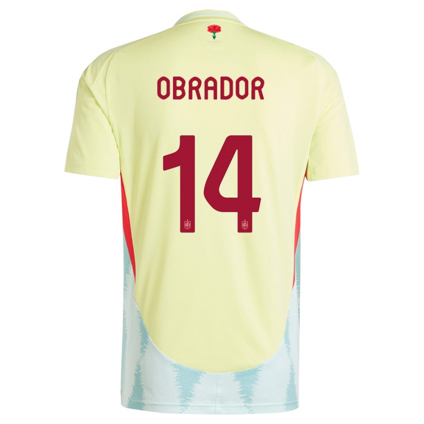 Kvinder Spanien Rafel Obrador #14 Gul Udebane Spillertrøjer 24-26 Trøje T-Shirt