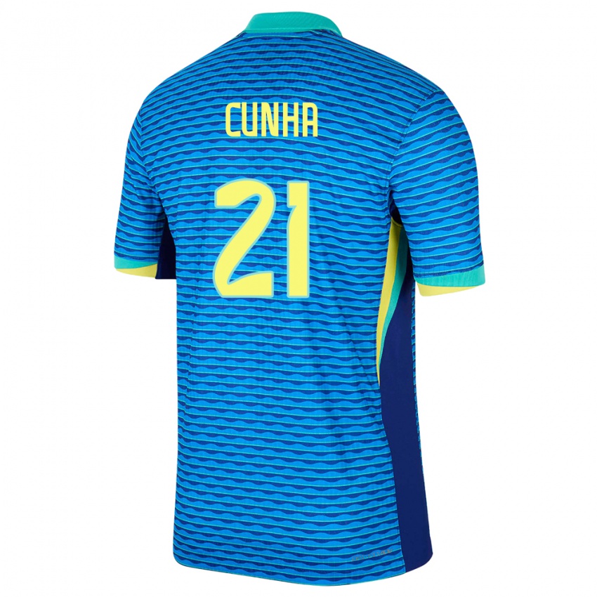 Kvinder Brasilien Matheus Cunha #21 Blå Udebane Spillertrøjer 24-26 Trøje T-Shirt