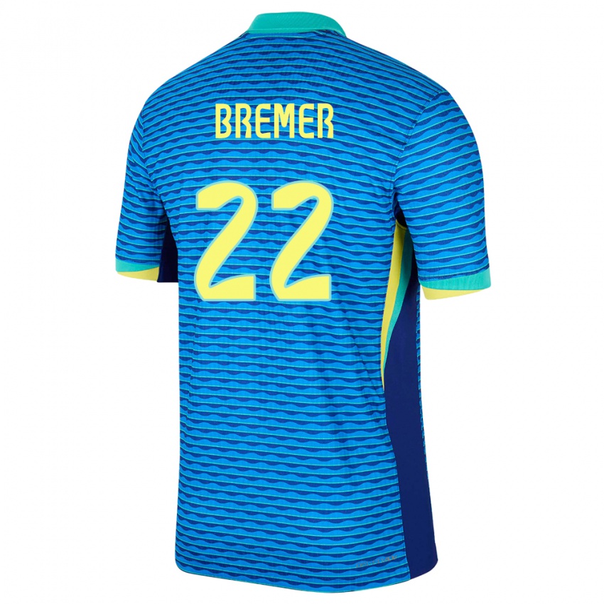 Kvinder Brasilien Bremer #22 Blå Udebane Spillertrøjer 24-26 Trøje T-Shirt