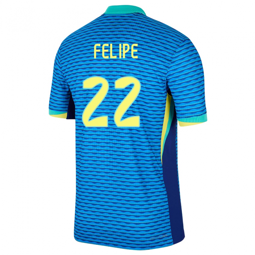 Kvinder Brasilien Cayo Felipe #22 Blå Udebane Spillertrøjer 24-26 Trøje T-Shirt