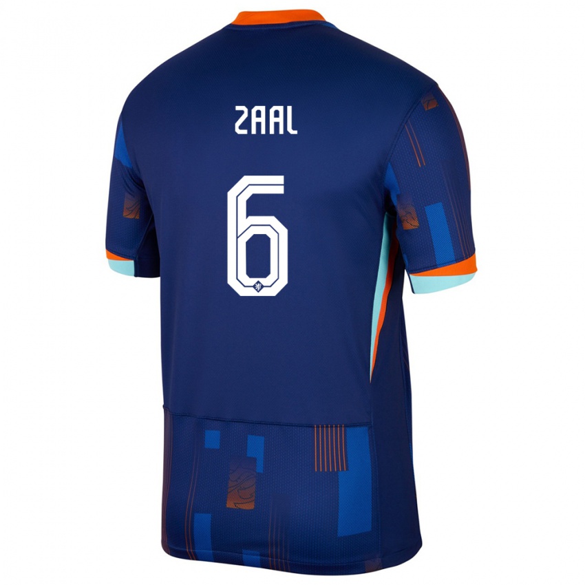 Kvinder Holland Timo Zaal #6 Blå Udebane Spillertrøjer 24-26 Trøje T-Shirt