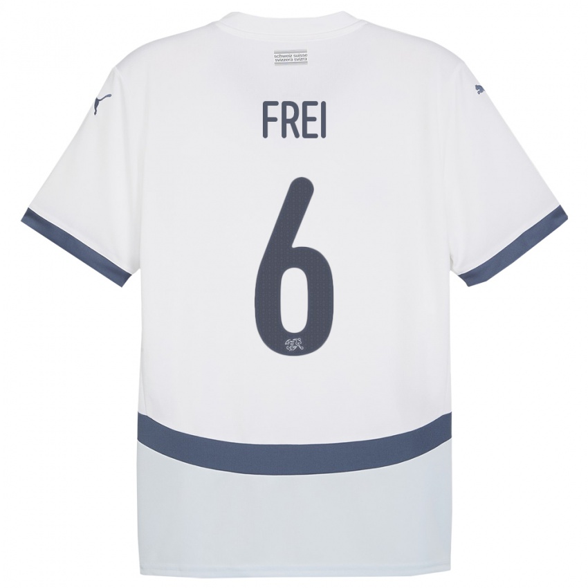Kvinder Schweiz Fabian Frei #6 Hvid Udebane Spillertrøjer 24-26 Trøje T-Shirt