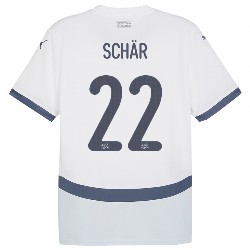 Kvinder Schweiz Fabian Schar #22 Hvid Udebane Spillertrøjer 24-26 Trøje T-Shirt