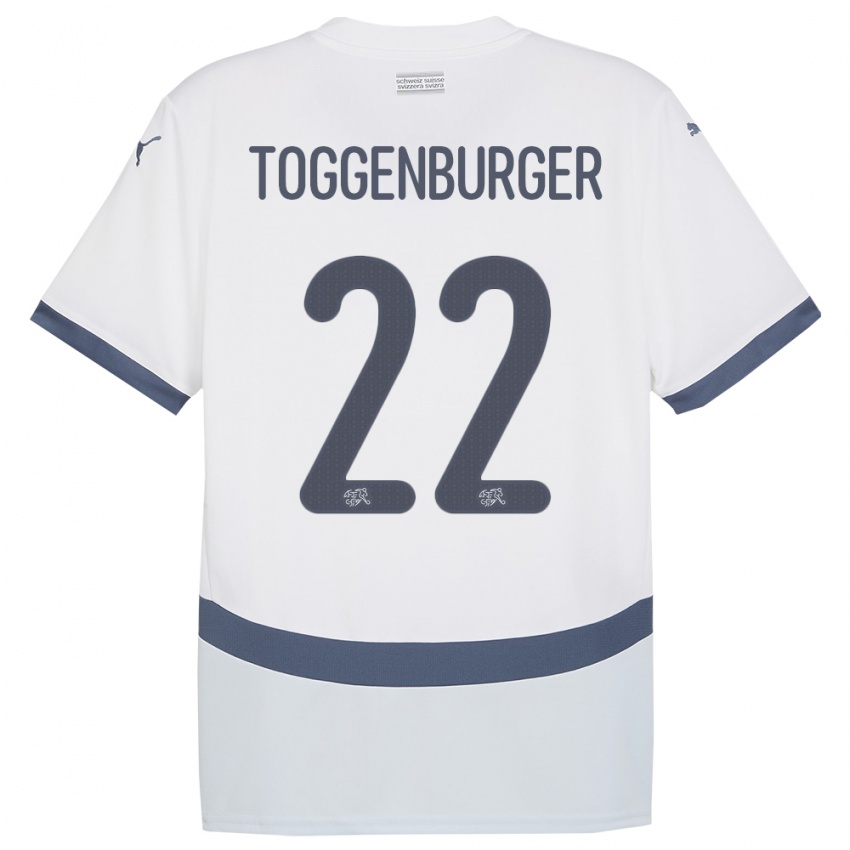Kvinder Schweiz Nando Toggenburger #22 Hvid Udebane Spillertrøjer 24-26 Trøje T-Shirt