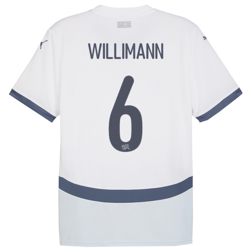 Kvinder Schweiz Mauricio Willimann #6 Hvid Udebane Spillertrøjer 24-26 Trøje T-Shirt