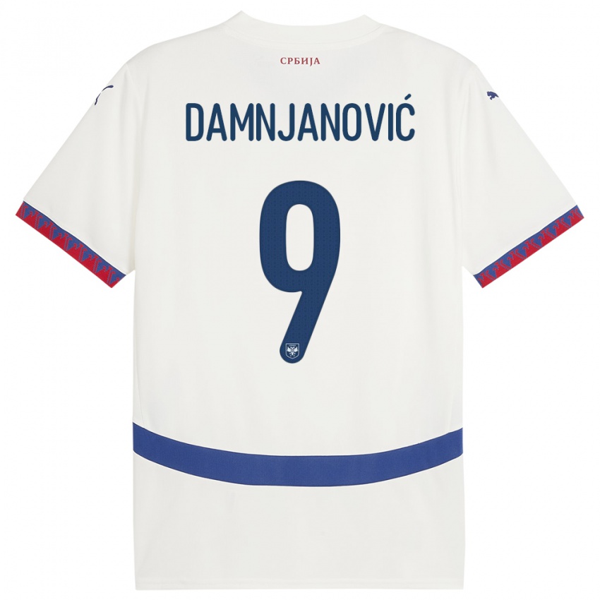 Kvinder Serbien Jovana Damnjanovic #9 Hvid Udebane Spillertrøjer 24-26 Trøje T-Shirt
