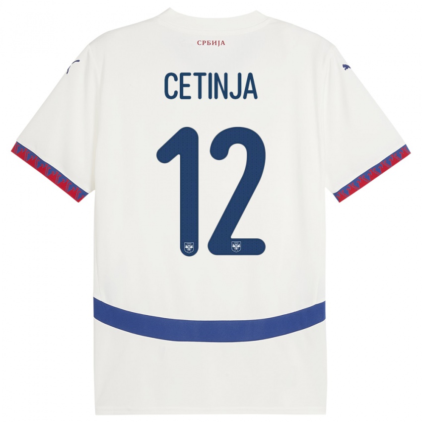 Kvinder Serbien Sara Cetinja #12 Hvid Udebane Spillertrøjer 24-26 Trøje T-Shirt