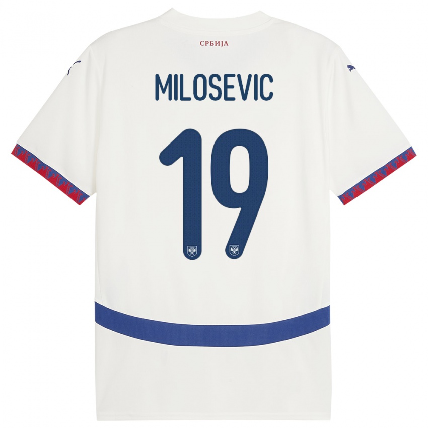 Kvinder Serbien Jovan Milosevic #19 Hvid Udebane Spillertrøjer 24-26 Trøje T-Shirt