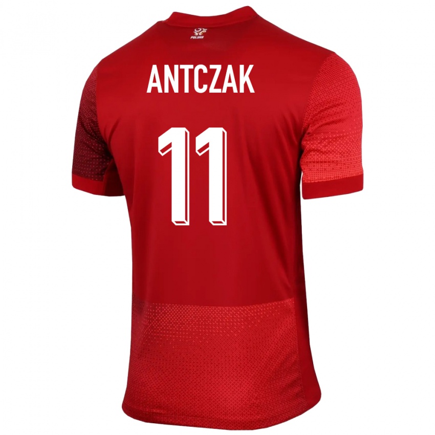 Kvinder Polen Jakub Antczak #11 Rød Udebane Spillertrøjer 24-26 Trøje T-Shirt