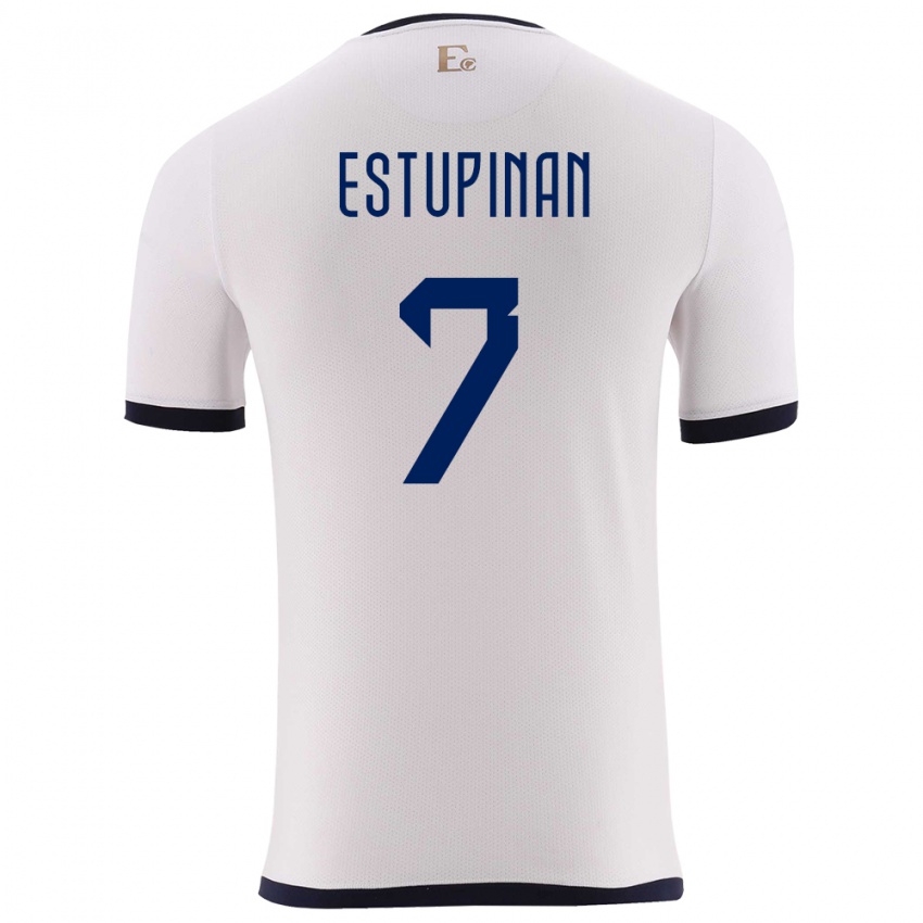 Kvinder Ecuador Pervis Estupinan #7 Hvid Udebane Spillertrøjer 24-26 Trøje T-Shirt