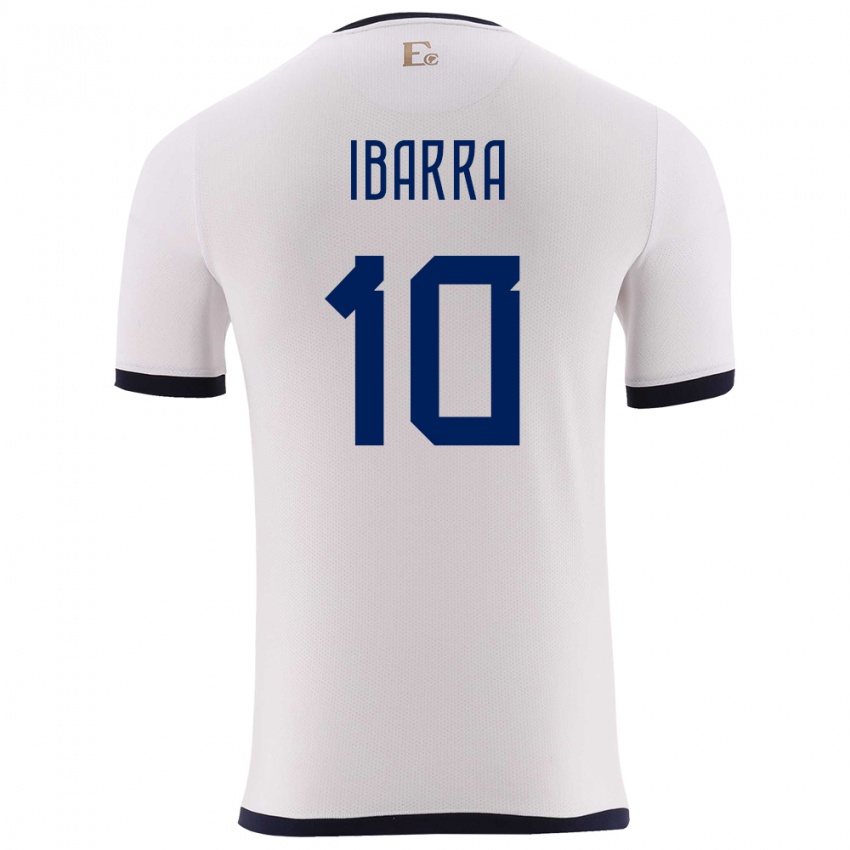 Kvinder Ecuador Romario Ibarra #10 Hvid Udebane Spillertrøjer 24-26 Trøje T-Shirt
