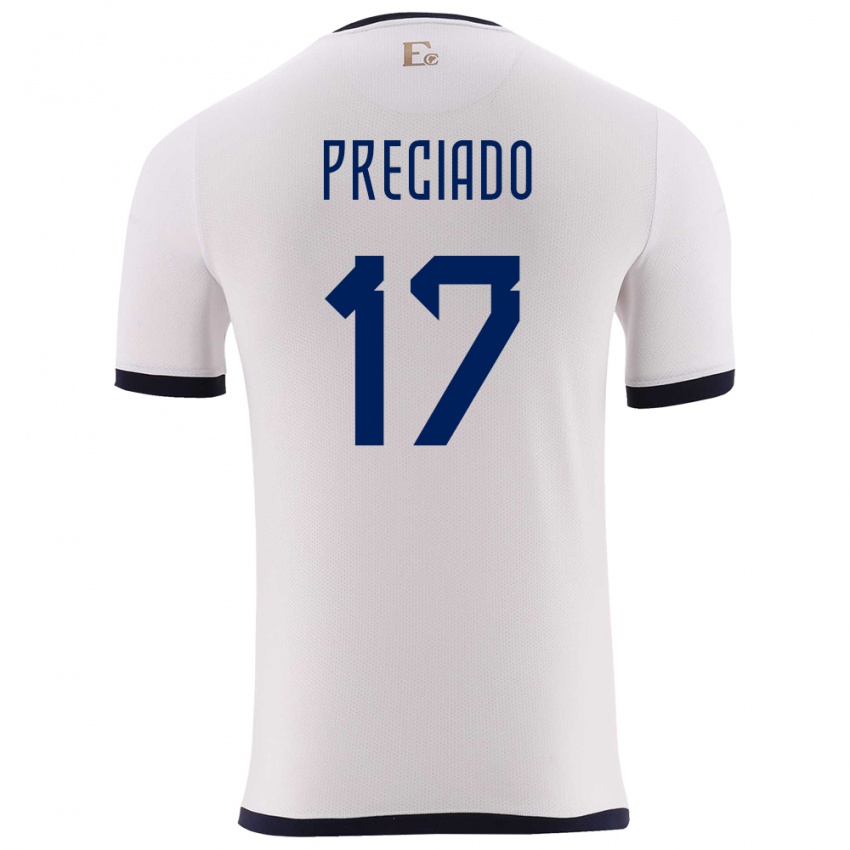 Kvinder Ecuador Angelo Preciado #17 Hvid Udebane Spillertrøjer 24-26 Trøje T-Shirt