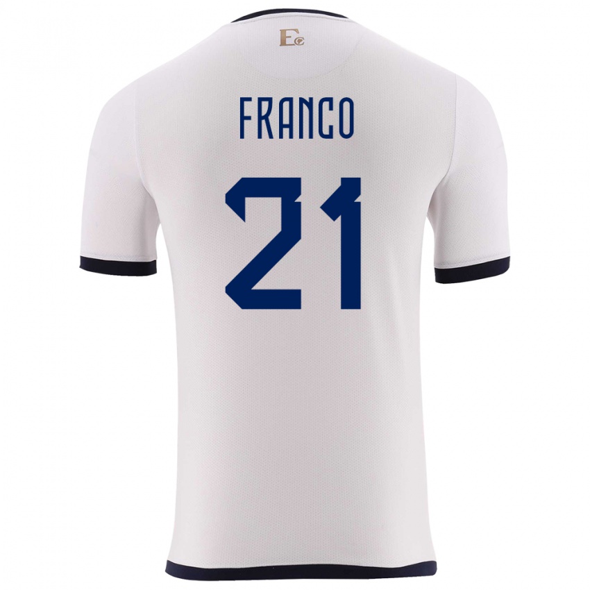 Kvinder Ecuador Alan Franco #21 Hvid Udebane Spillertrøjer 24-26 Trøje T-Shirt