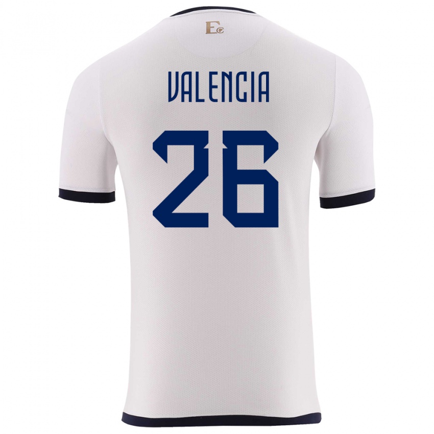 Kvinder Ecuador Anthony Valencia #26 Hvid Udebane Spillertrøjer 24-26 Trøje T-Shirt