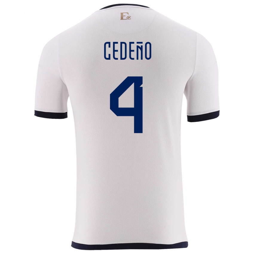 Kvinder Ecuador Stefany Cedeno #4 Hvid Udebane Spillertrøjer 24-26 Trøje T-Shirt