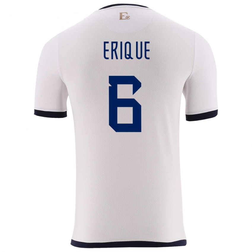Kvinder Ecuador Yeltzin Erique #6 Hvid Udebane Spillertrøjer 24-26 Trøje T-Shirt