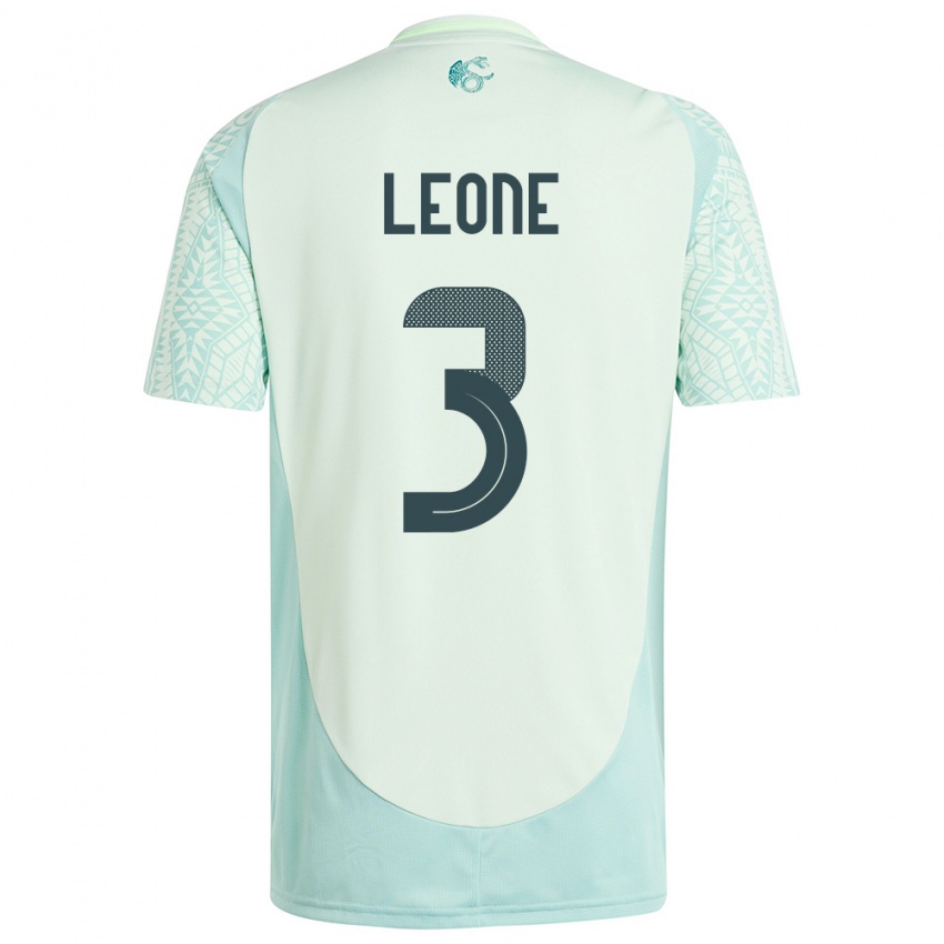 Kvinder Mexico Antonio Leone #3 Linen Grøn Udebane Spillertrøjer 24-26 Trøje T-Shirt