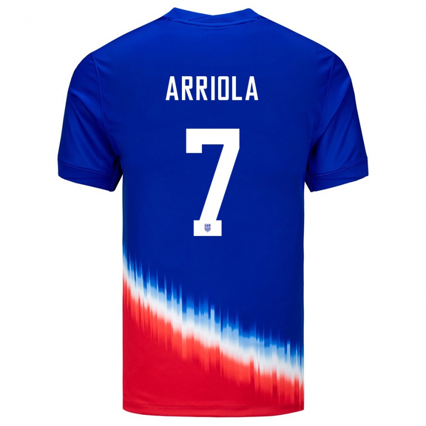Kvinder Usa Paul Arriola #7 Blå Udebane Spillertrøjer 24-26 Trøje T-Shirt