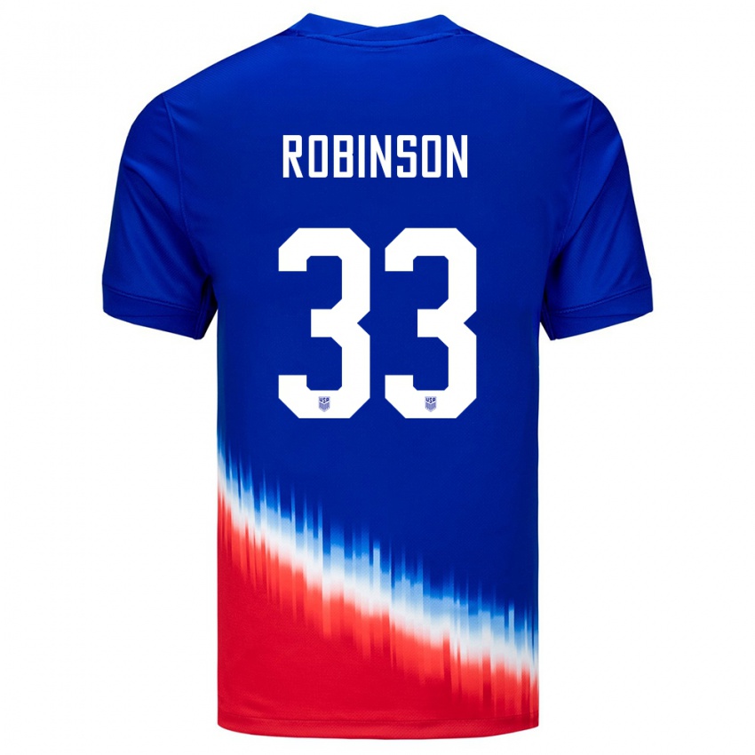 Kvinder Usa Antonee Robinson #33 Blå Udebane Spillertrøjer 24-26 Trøje T-Shirt