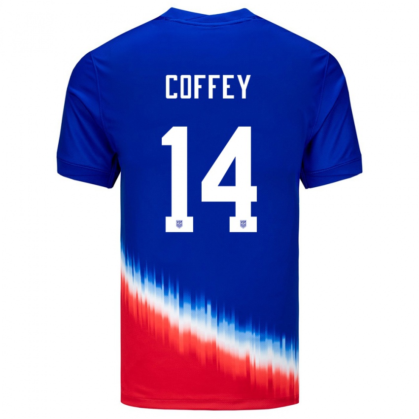 Kvinder Usa Sam Coffey #14 Blå Udebane Spillertrøjer 24-26 Trøje T-Shirt