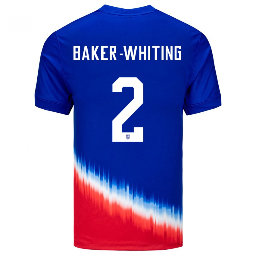 Kvinder Usa Reed Baker Whiting #2 Blå Udebane Spillertrøjer 24-26 Trøje T-Shirt