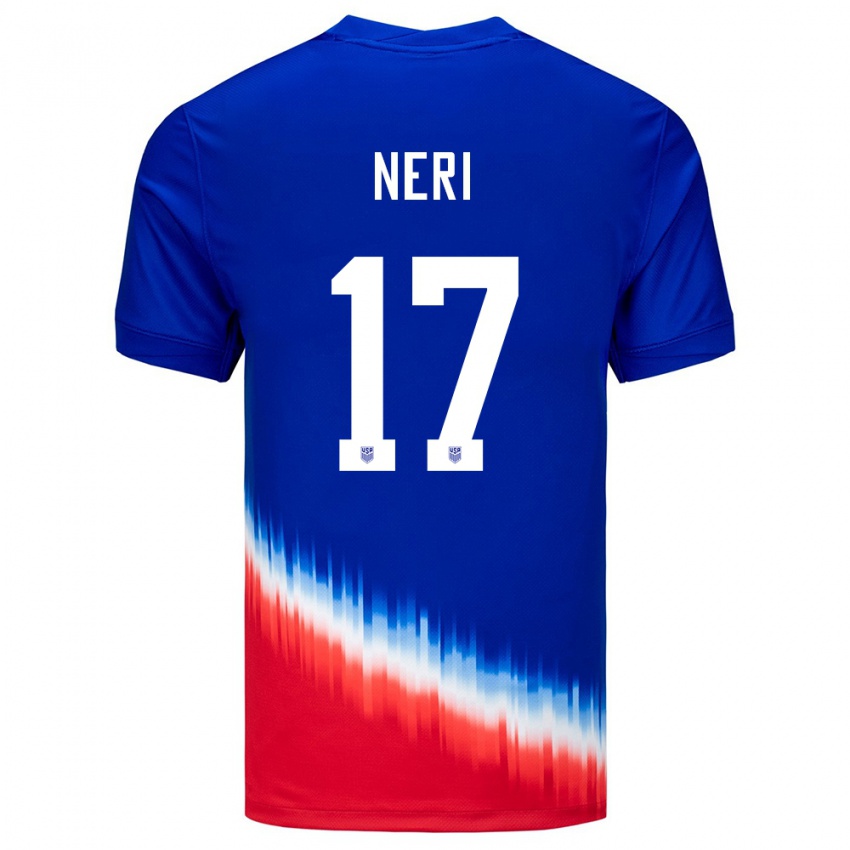 Kvinder Usa Rodrigo Neri #17 Blå Udebane Spillertrøjer 24-26 Trøje T-Shirt