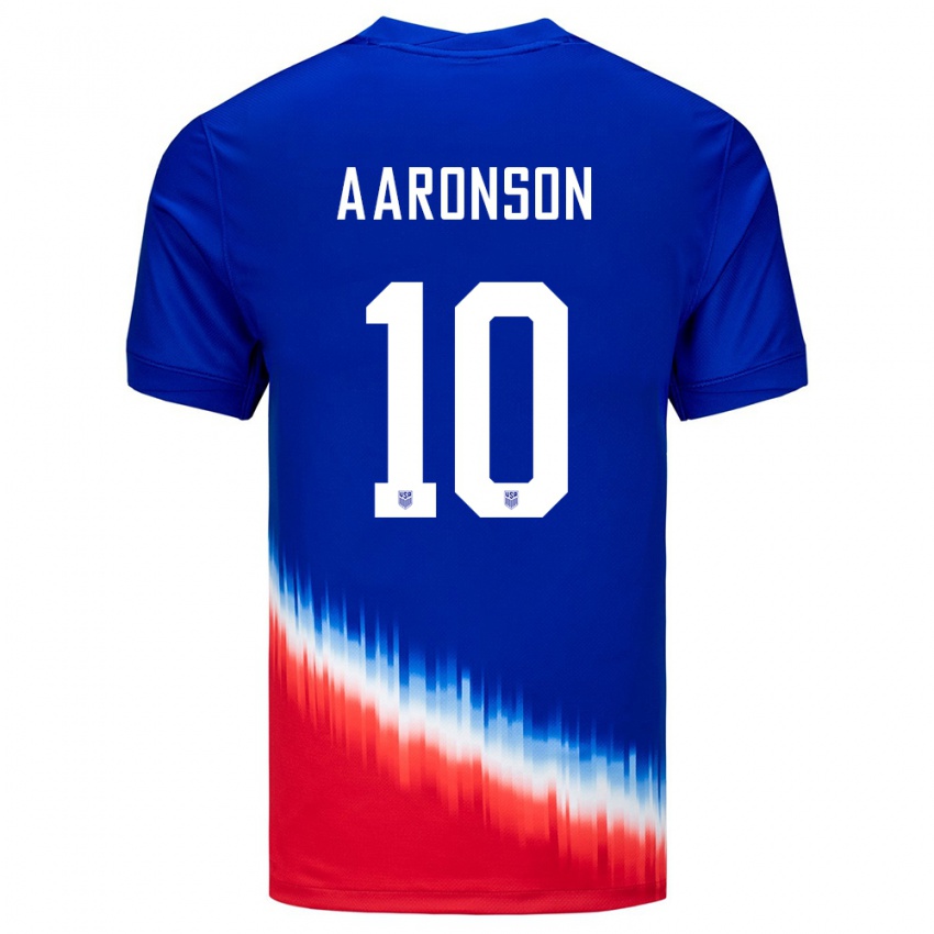 Kvinder Usa Paxten Aaronson #10 Blå Udebane Spillertrøjer 24-26 Trøje T-Shirt