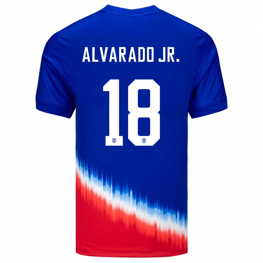 Kvinder Usa Alejandro Alvarado Jr #18 Blå Udebane Spillertrøjer 24-26 Trøje T-Shirt