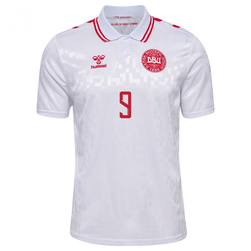 Kvinder Danmark Martin Braithwaite #9 Hvid Udebane Spillertrøjer 24-26 Trøje T-Shirt