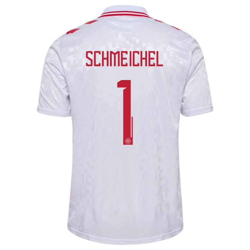 Kvinder Danmark Kasper Schmeichel #1 Hvid Udebane Spillertrøjer 24-26 Trøje T-Shirt