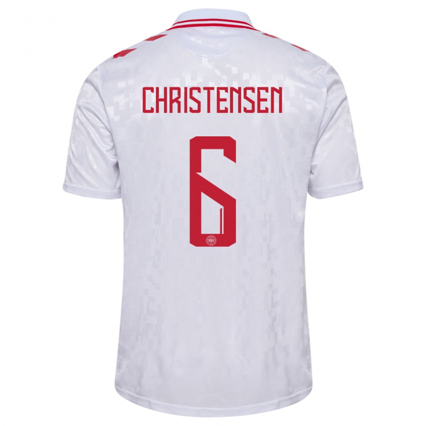 Kvinder Danmark Andreas Christensen #6 Hvid Udebane Spillertrøjer 24-26 Trøje T-Shirt