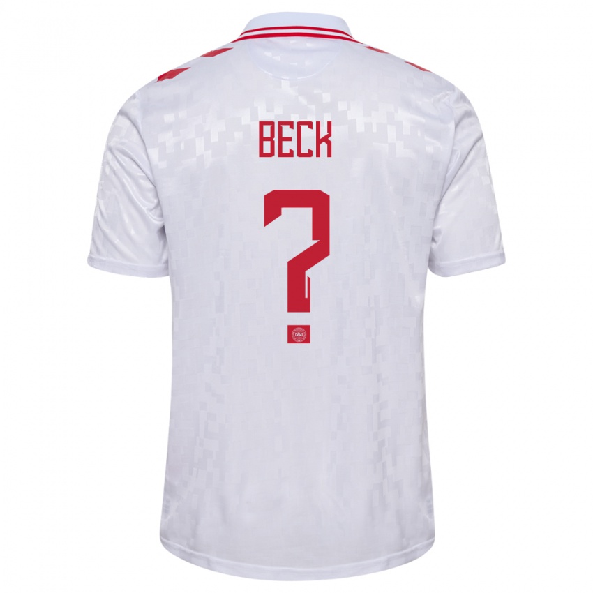 Kvinder Danmark Julius Beck #0 Hvid Udebane Spillertrøjer 24-26 Trøje T-Shirt