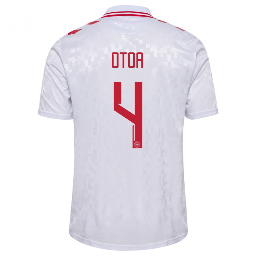 Kvinder Danmark Sebastian Otoa #4 Hvid Udebane Spillertrøjer 24-26 Trøje T-Shirt