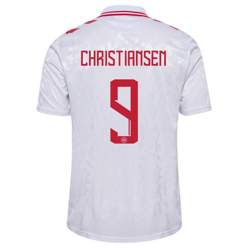 Kvinder Danmark Nanna Christiansen #9 Hvid Udebane Spillertrøjer 24-26 Trøje T-Shirt