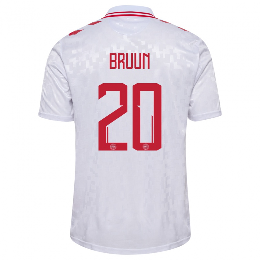 Kvinder Danmark Signe Bruun #20 Hvid Udebane Spillertrøjer 24-26 Trøje T-Shirt