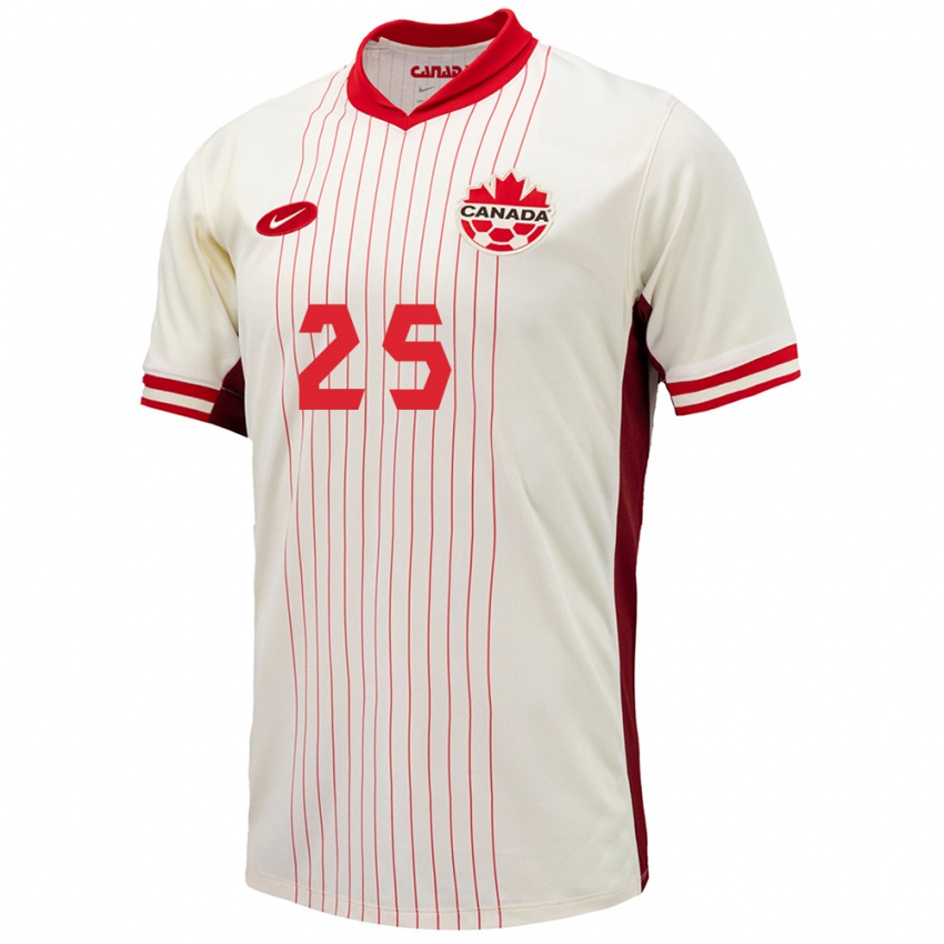 Kvinder Canada Marie-Yasmine Alidou #25 Hvid Udebane Spillertrøjer 24-26 Trøje T-Shirt