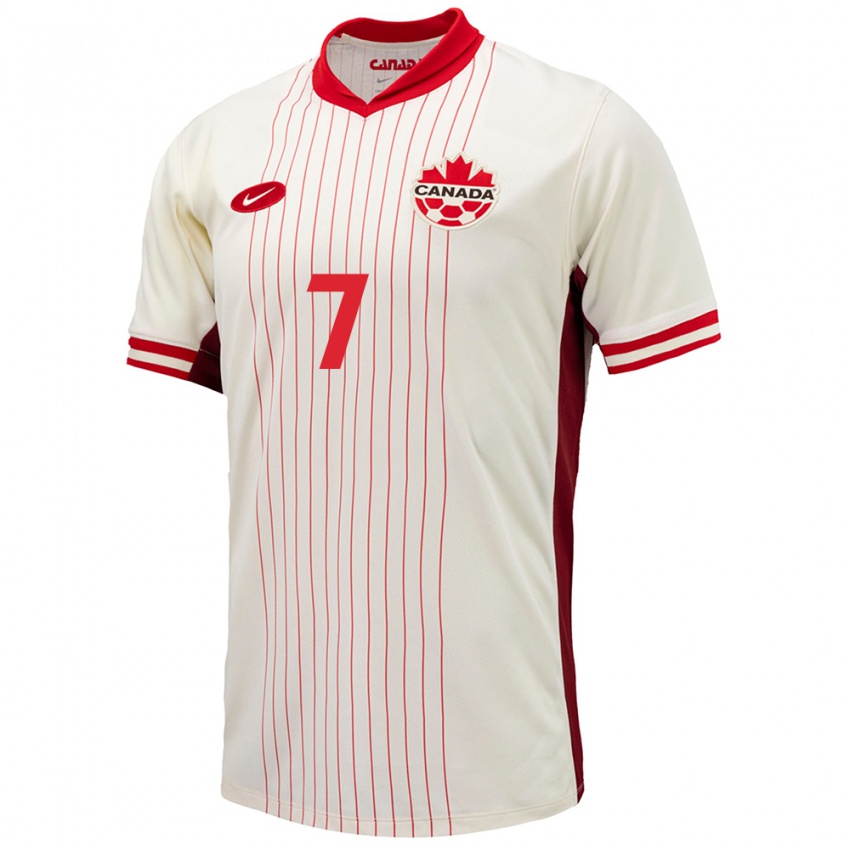 Kvinder Canada Stephen Eustaquio #7 Hvid Udebane Spillertrøjer 24-26 Trøje T-Shirt