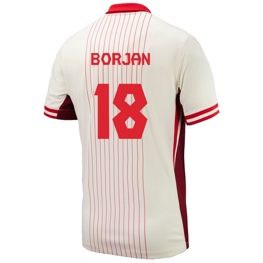 Kvinder Canada Milan Borjan #18 Hvid Udebane Spillertrøjer 24-26 Trøje T-Shirt