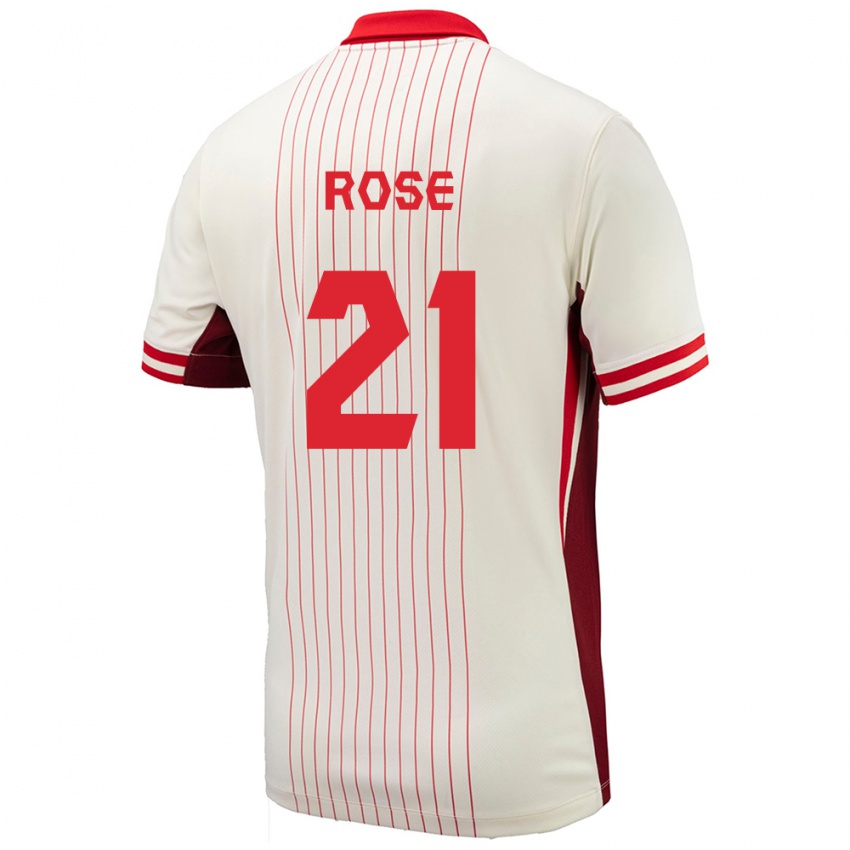 Kvinder Canada Jade Rose #21 Hvid Udebane Spillertrøjer 24-26 Trøje T-Shirt