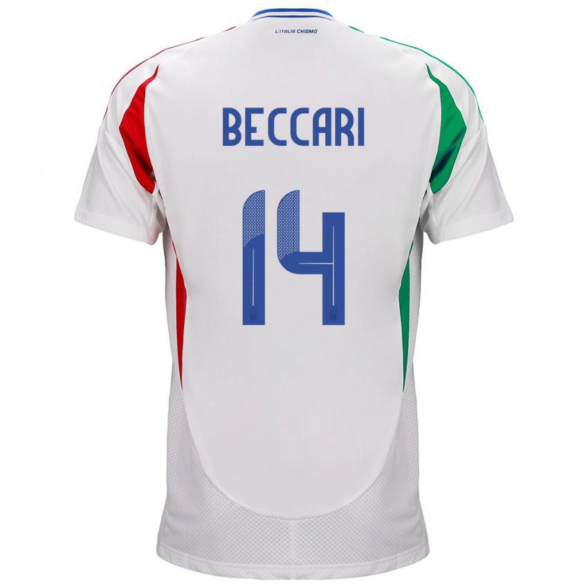 Kvinder Italien Chiara Beccari #14 Hvid Udebane Spillertrøjer 24-26 Trøje T-Shirt