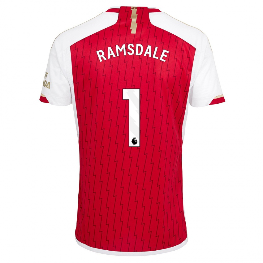 Børn Aaron Ramsdale #1 Rød Hjemmebane Spillertrøjer 2023/24 Trøje T-Shirt