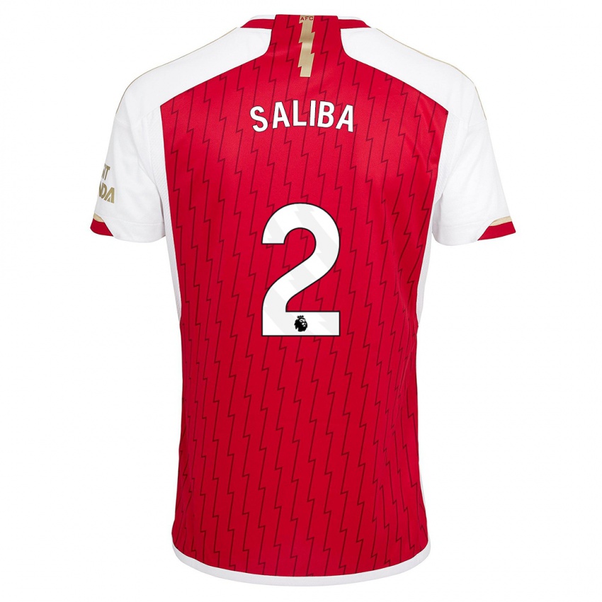 Børn William Saliba #2 Rød Hjemmebane Spillertrøjer 2023/24 Trøje T-Shirt