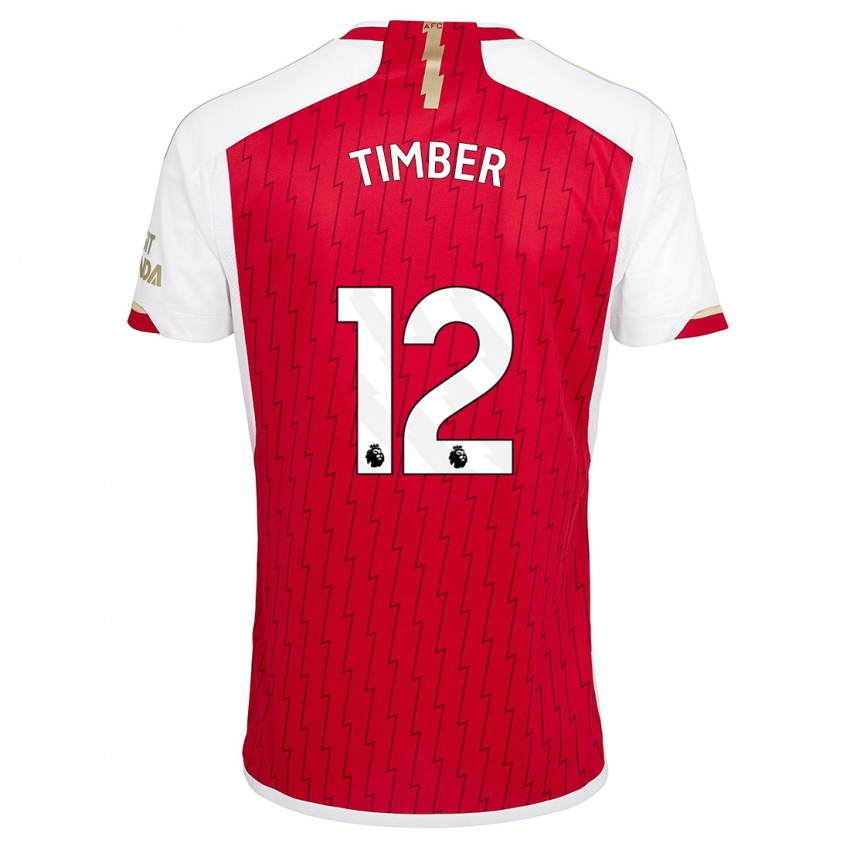 Børn Jurrien Timber #12 Rød Hjemmebane Spillertrøjer 2023/24 Trøje T-Shirt