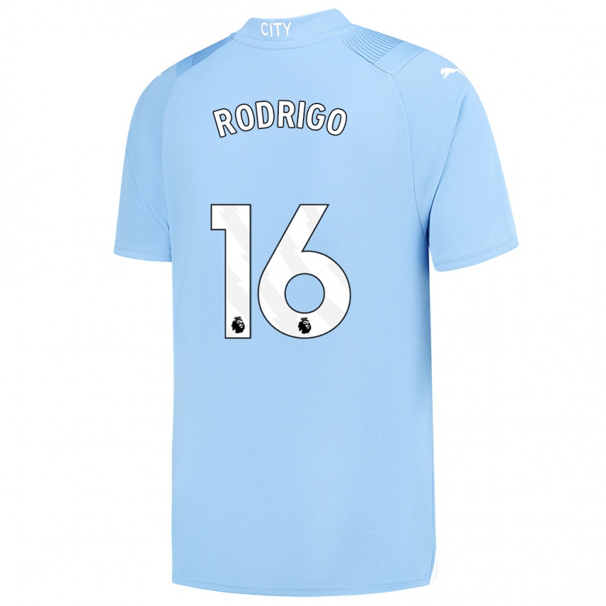 Børn Rodrigo Hernandez #16 Lyseblå Hjemmebane Spillertrøjer 2023/24 Trøje T-Shirt