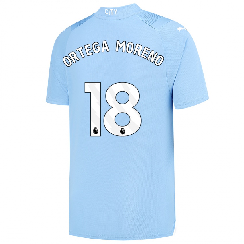 Børn Stefan Ortega Moreno #18 Lyseblå Hjemmebane Spillertrøjer 2023/24 Trøje T-Shirt