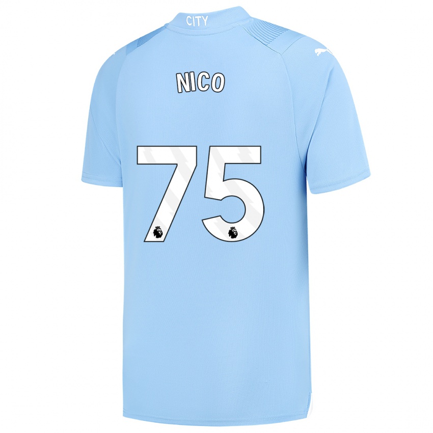 Børn Nico O'reilly #75 Lyseblå Hjemmebane Spillertrøjer 2023/24 Trøje T-Shirt