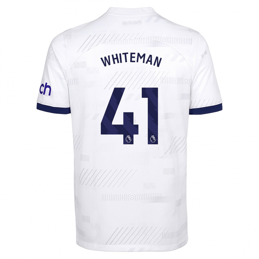 Børn Alfie Whiteman #41 Hvid Hjemmebane Spillertrøjer 2023/24 Trøje T-Shirt